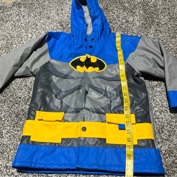Western Chief Batman Rain Coat Jacket Kids Toddler Size 5 Blue Fleece Quilted - Picture 2 of 11